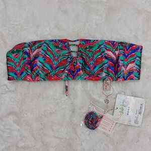 New Luli Fama Miami strappy V cut bandeau bikini swim top